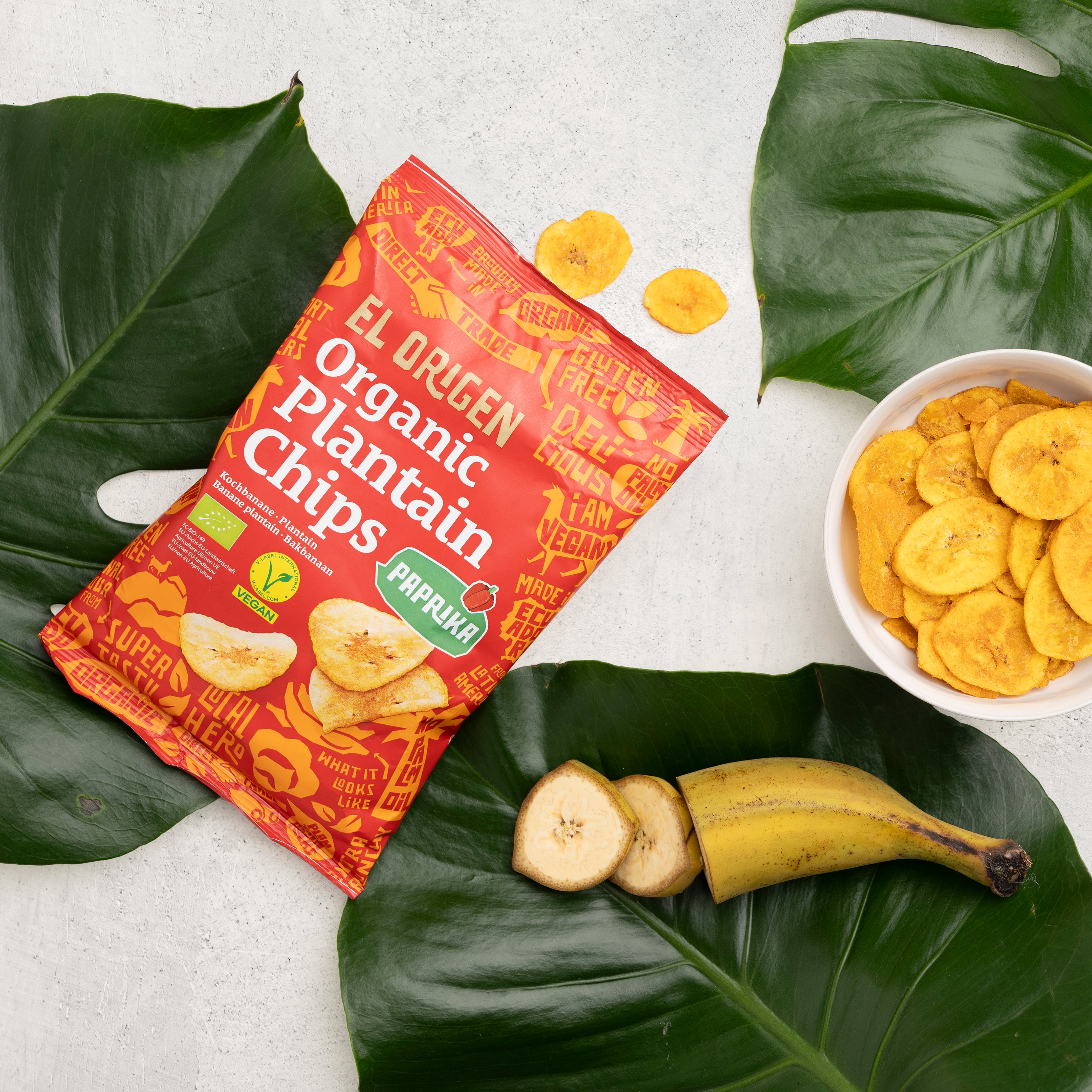 Organic plantain chips with paprika