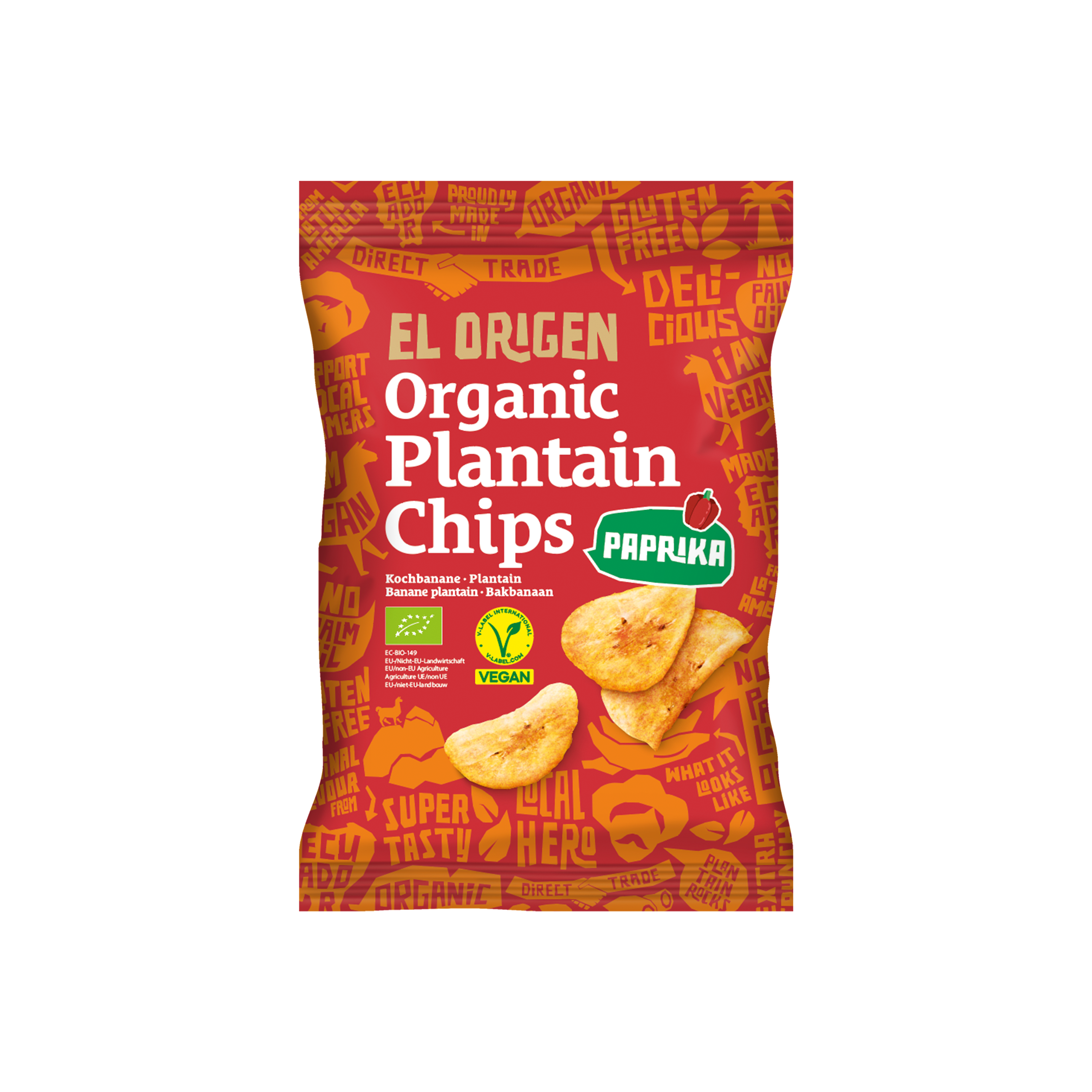 Organic plantain chips with paprika