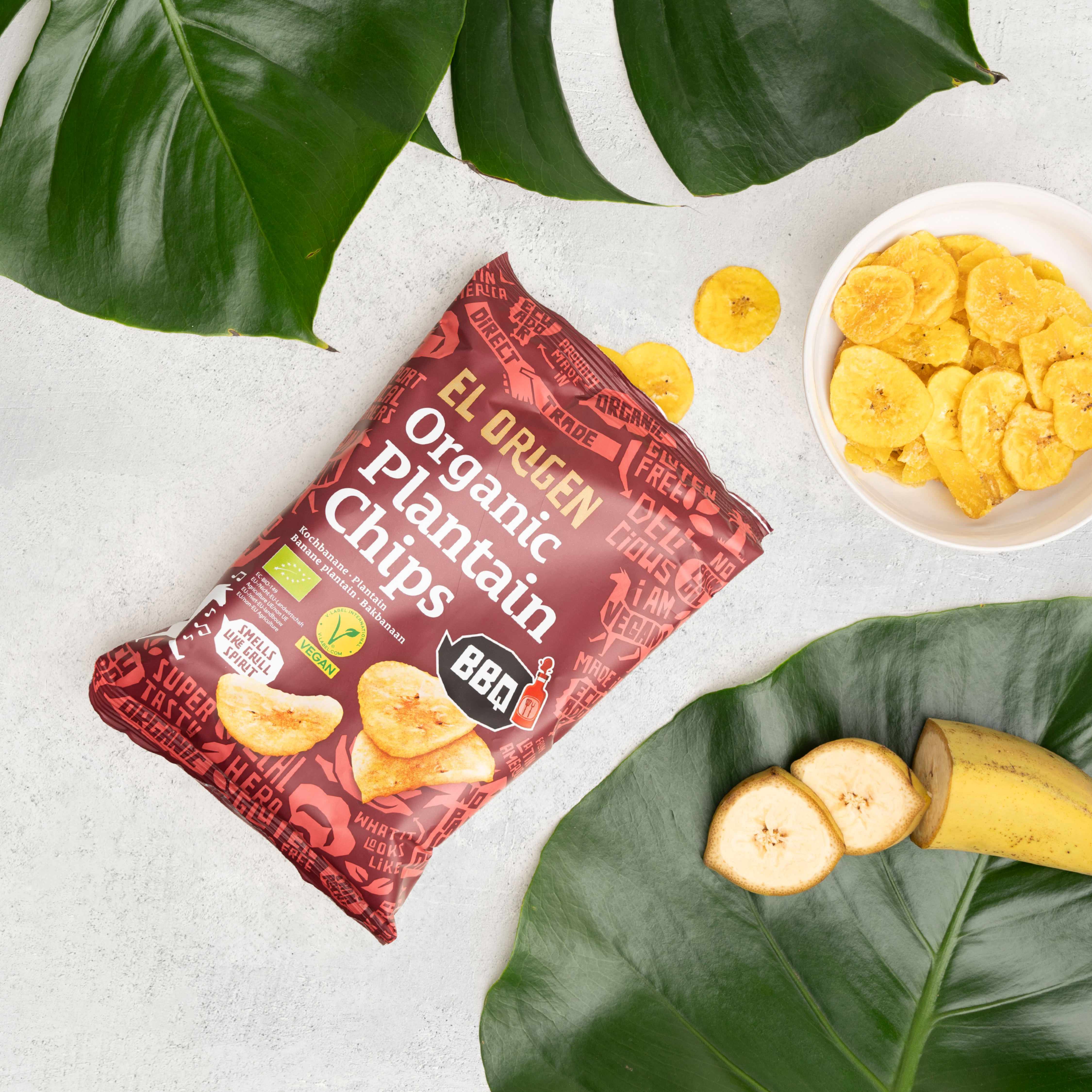 Available now: Organic plantain chips BBQ